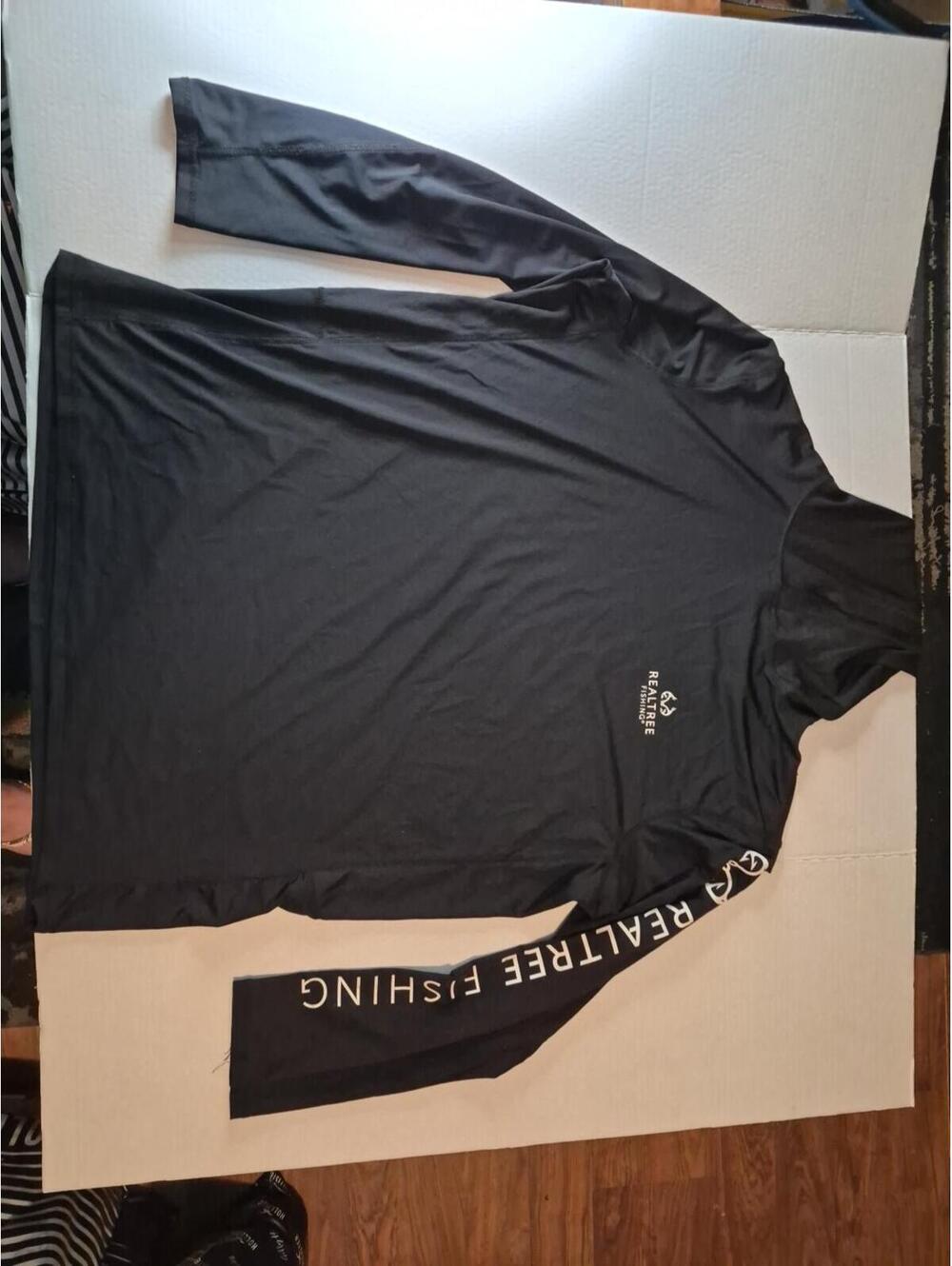 Realtree Men's Black Long Sleeve Scent Control With Hood 2XL Shirt Stretch A655